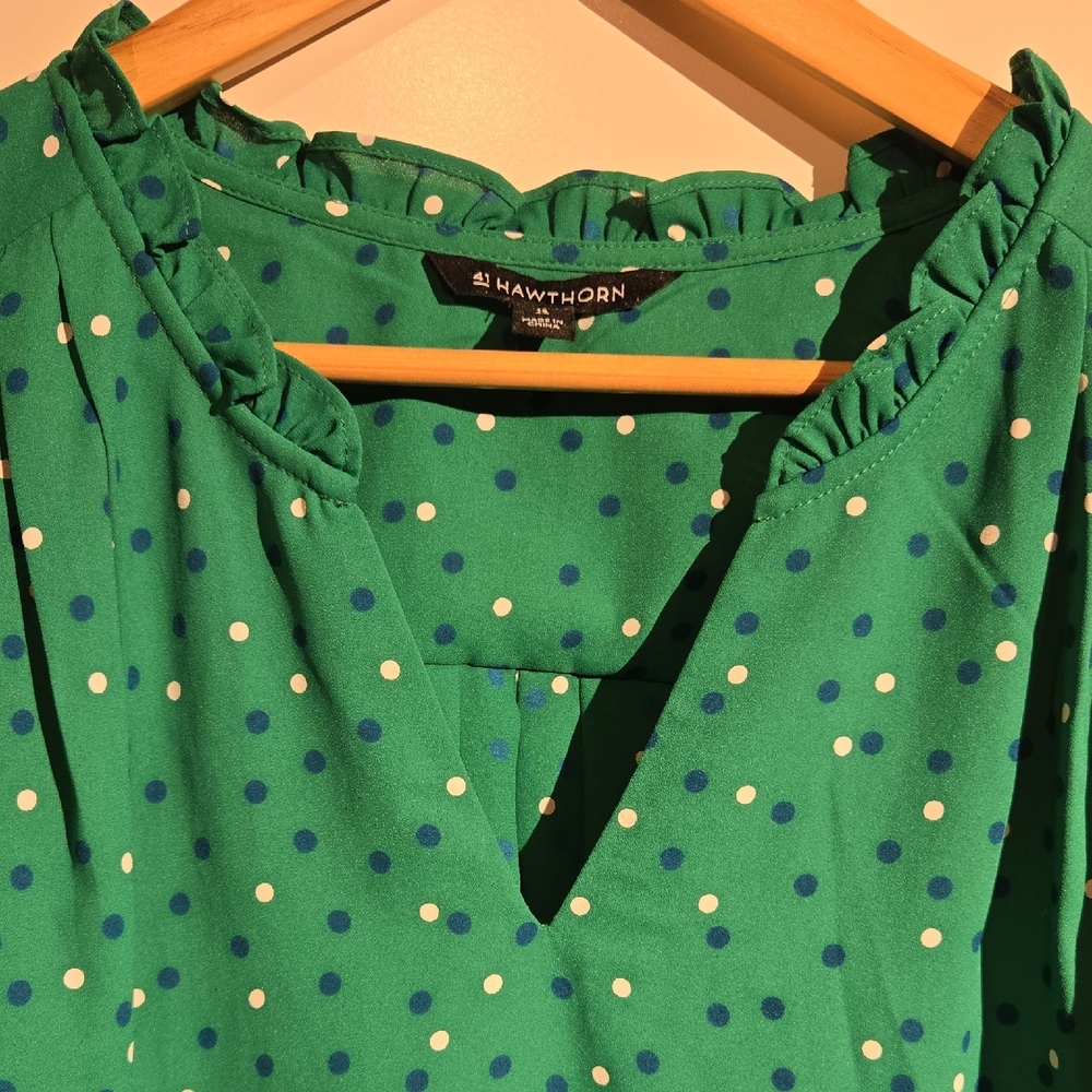 41 Hawthorn Teal and White Polka Dot Blouse